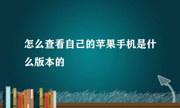 怎么查看自己的苹果手机是什么版本的