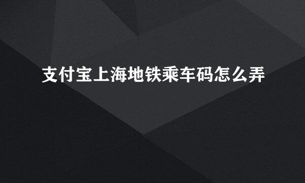 支付宝上海地铁乘车码怎么弄