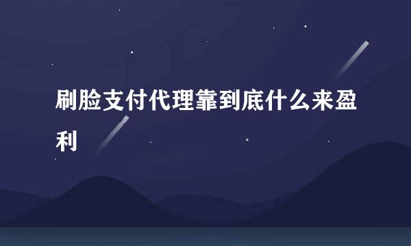 刷脸支付代理靠到底什么来盈利