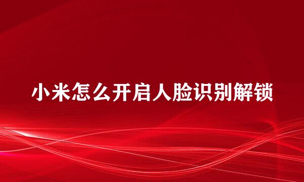 小米怎么开启人脸识别解锁