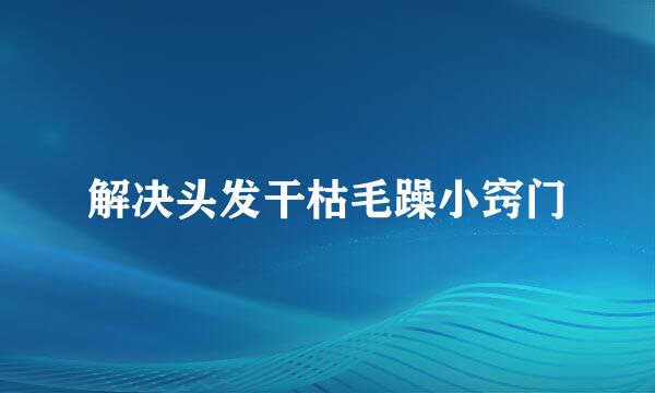 解决头发干枯毛躁小窍门