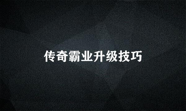 传奇霸业升级技巧