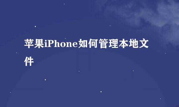 苹果iPhone如何管理本地文件