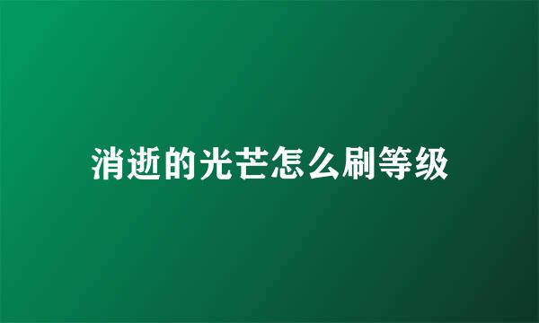 消逝的光芒怎么刷等级