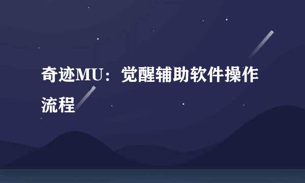 奇迹MU：觉醒辅助软件操作流程