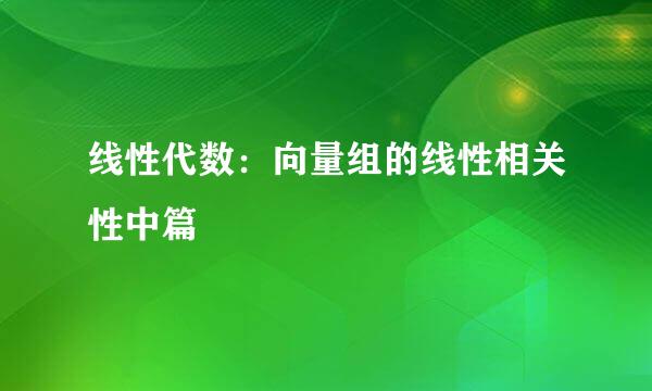 线性代数：向量组的线性相关性中篇