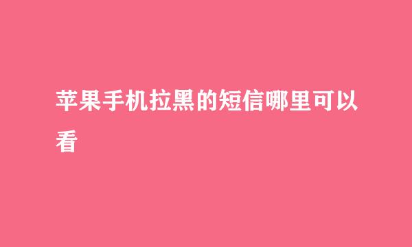 苹果手机拉黑的短信哪里可以看