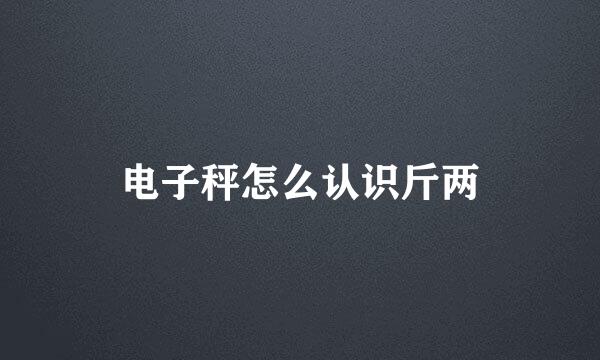 电子秤怎么认识斤两