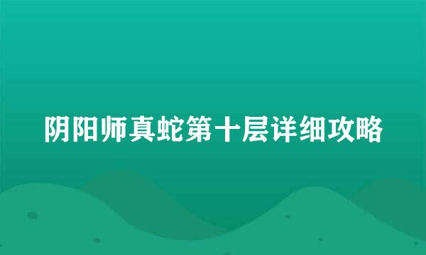 阴阳师真蛇第十层详细攻略