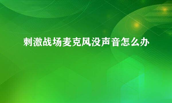 刺激战场麦克风没声音怎么办