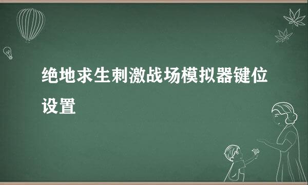 绝地求生刺激战场模拟器键位设置