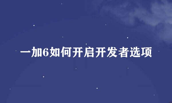 一加6如何开启开发者选项