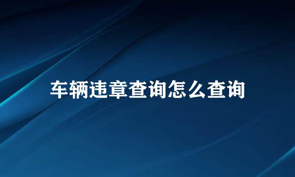 车辆违章查询怎么查询