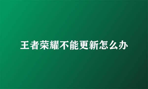王者荣耀不能更新怎么办