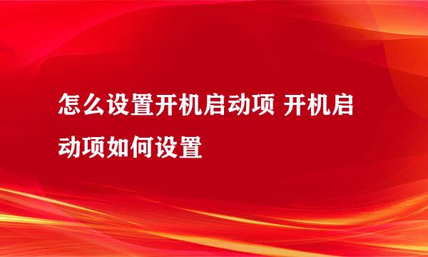怎么设置开机启动项 开机启动项如何设置