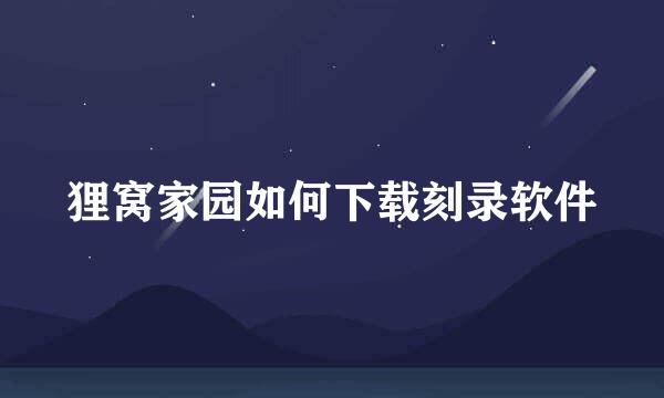 狸窝家园如何下载刻录软件