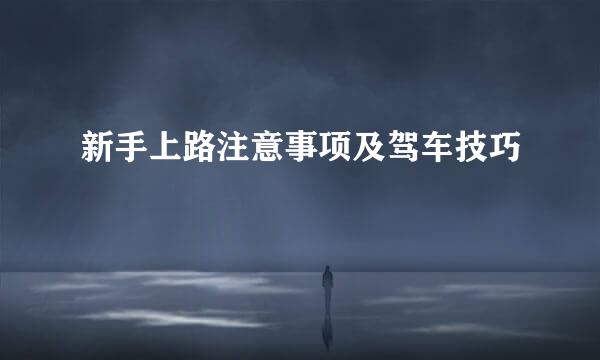 新手上路注意事项及驾车技巧