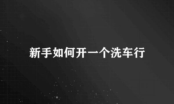 新手如何开一个洗车行