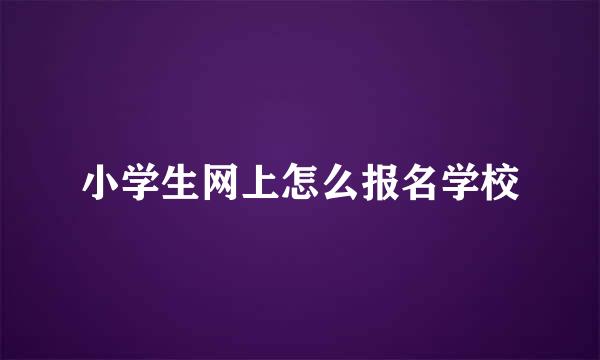 小学生网上怎么报名学校