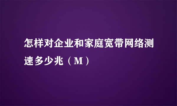 怎样对企业和家庭宽带网络测速多少兆（M）