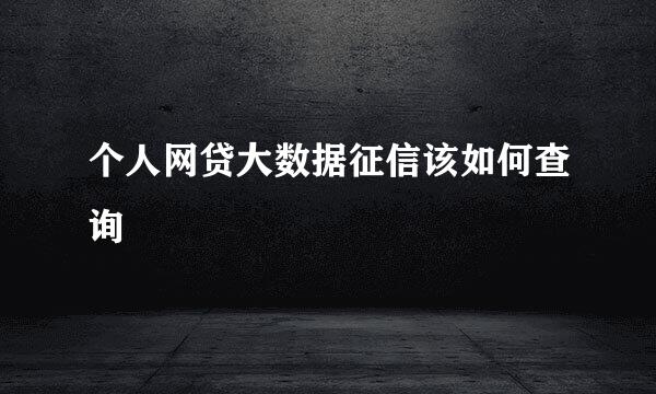 个人网贷大数据征信该如何查询