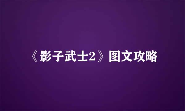 《影子武士2》图文攻略