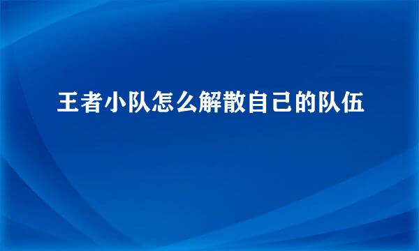 王者小队怎么解散自己的队伍