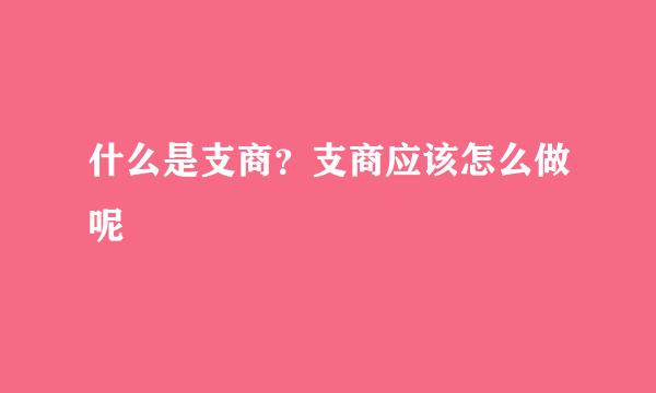 什么是支商？支商应该怎么做呢