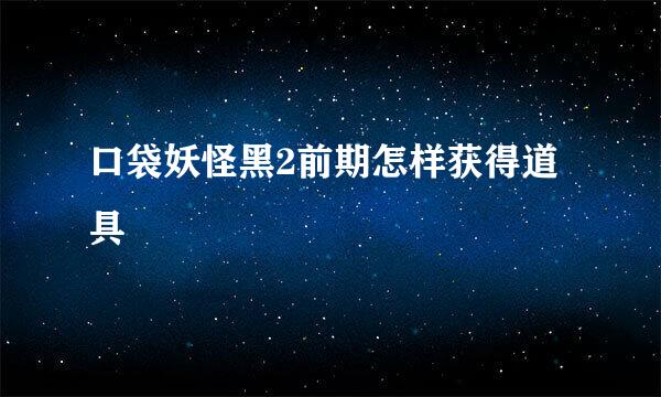 口袋妖怪黑2前期怎样获得道具