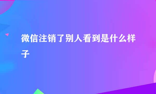 微信注销了别人看到是什么样子