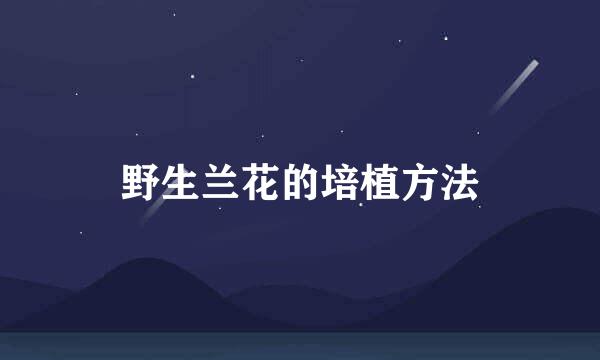 野生兰花的培植方法