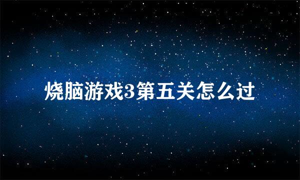 烧脑游戏3第五关怎么过