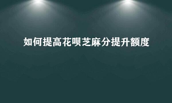 如何提高花呗芝麻分提升额度