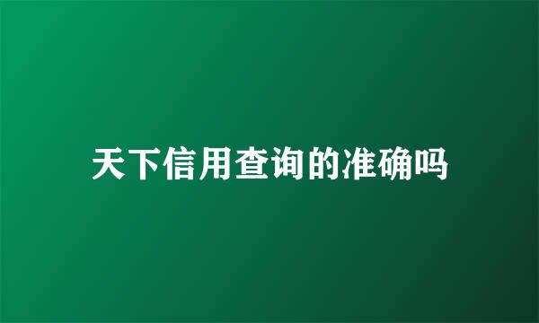 天下信用查询的准确吗