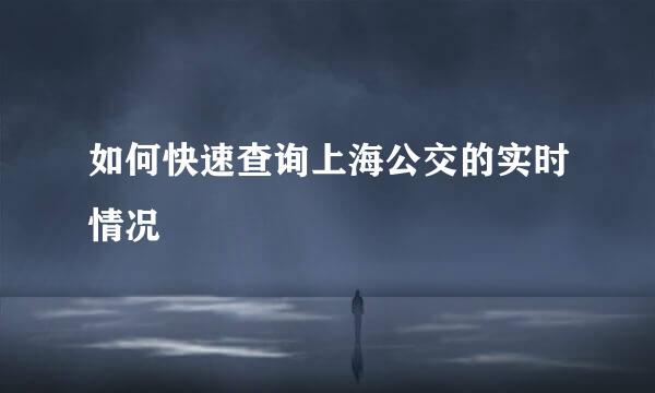 如何快速查询上海公交的实时情况