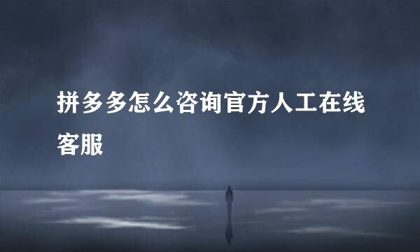 拼多多怎么咨询官方人工在线客服