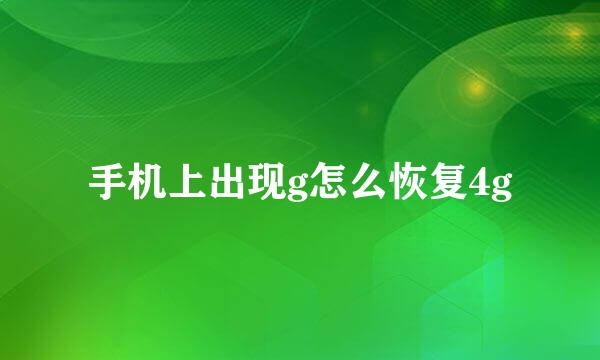 手机上出现g怎么恢复4g