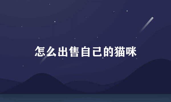 怎么出售自己的猫咪