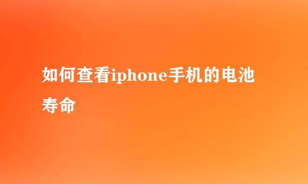 如何查看iphone手机的电池寿命