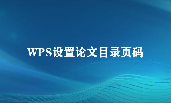 WPS设置论文目录页码