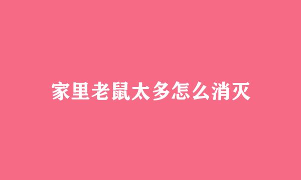 家里老鼠太多怎么消灭