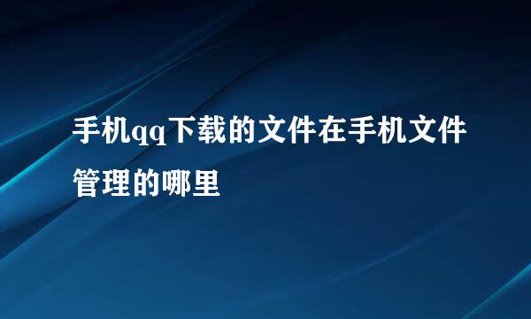 手机qq下载的文件在手机文件管理的哪里
