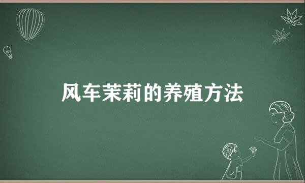风车茉莉的养殖方法