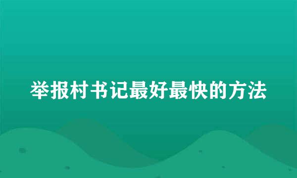 举报村书记最好最快的方法