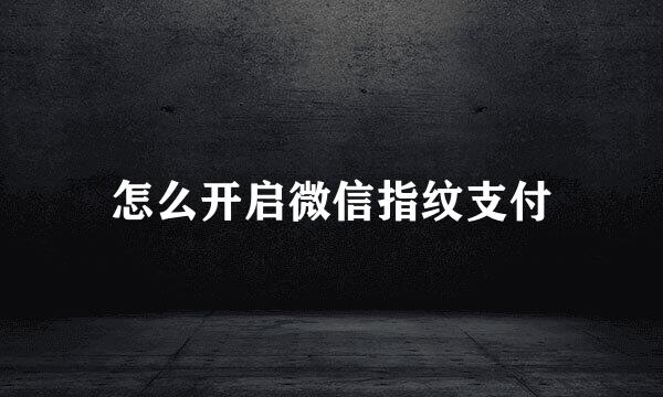 怎么开启微信指纹支付