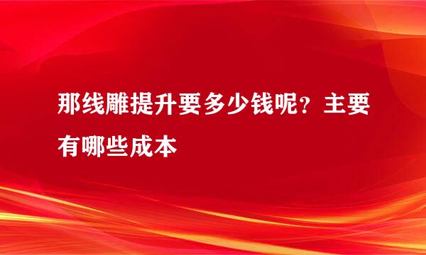 那线雕提升要多少钱呢？主要有哪些成本