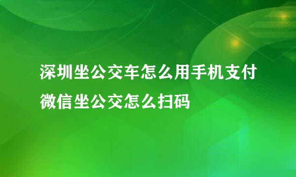 深圳坐公交车怎么用手机支付微信坐公交怎么扫码