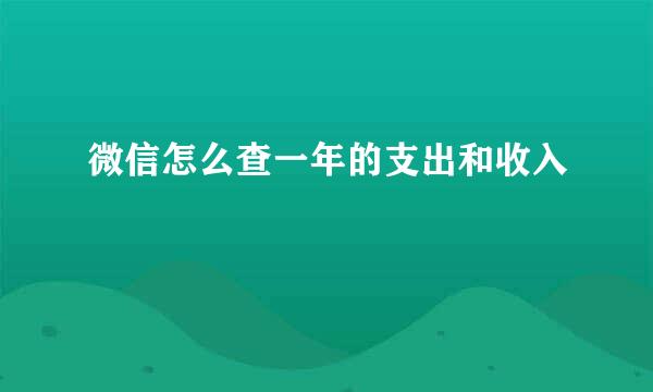 微信怎么查一年的支出和收入