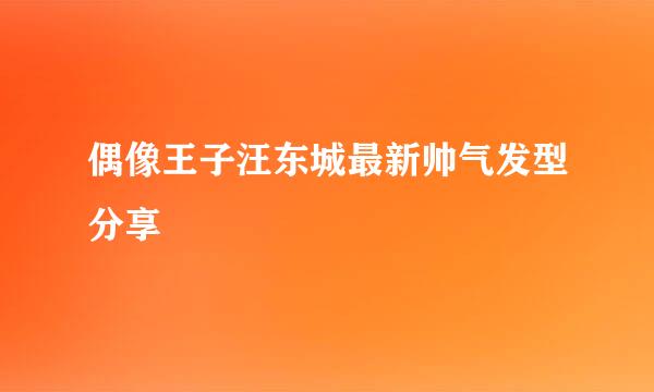 偶像王子汪东城最新帅气发型分享