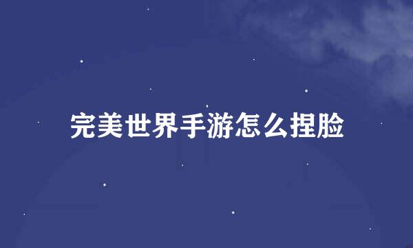 完美世界手游怎么捏脸